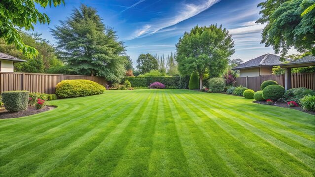 Home freshly mowed lawn
